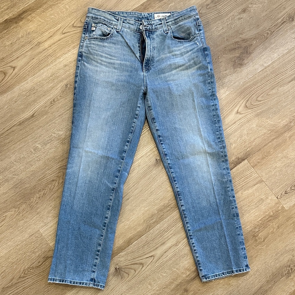 AG Adriano Goldschmied Saige Crop Light Blue Straight Leg Jeans